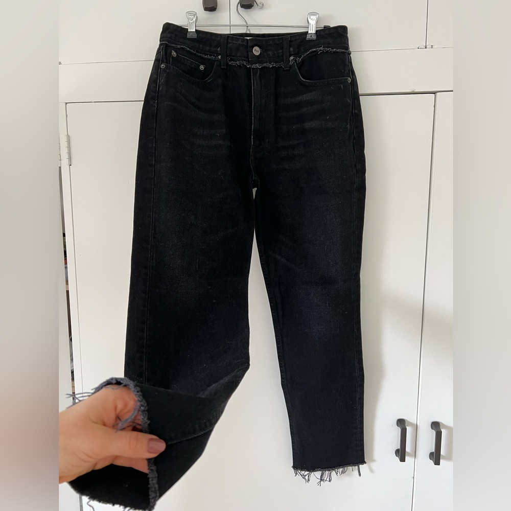 Reformation Denim, high-waist, ankle cut, black denim
